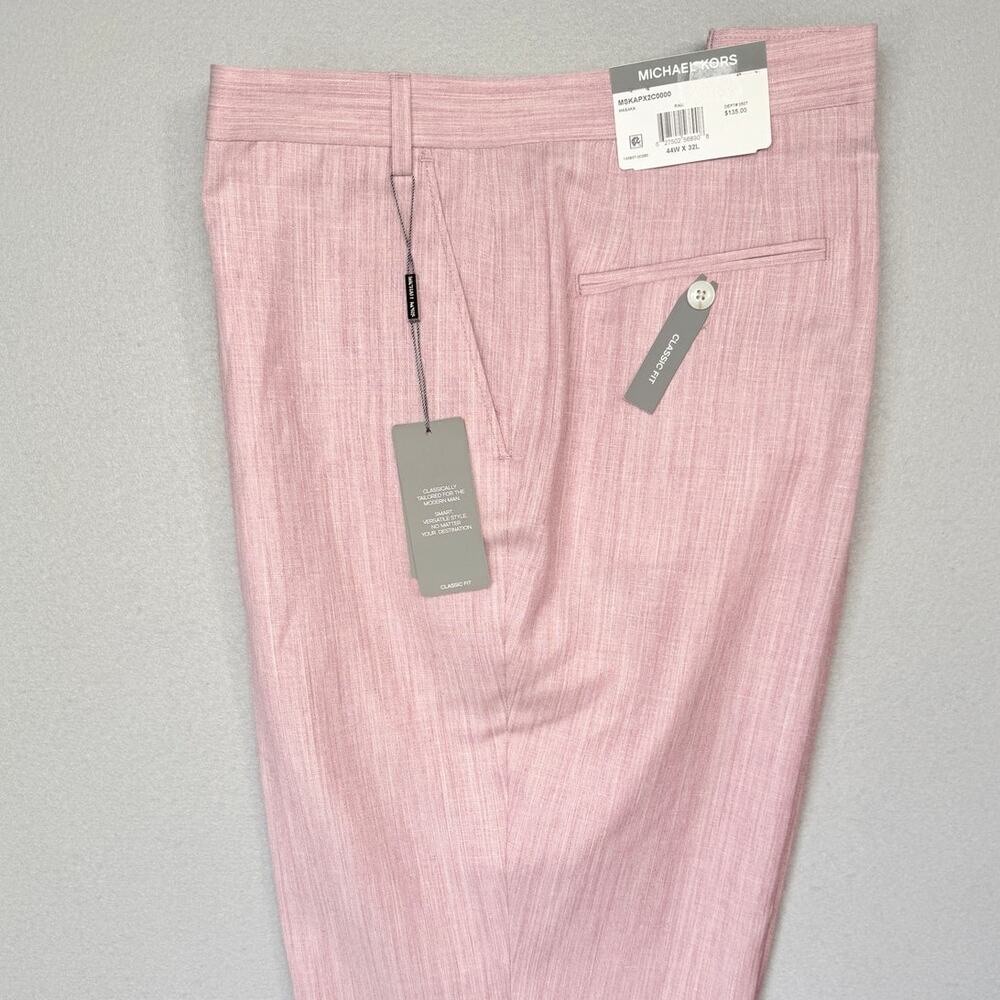 Michael Kors Men's Classic-Fit Wool/linen Stretch Suit Pants pink 44x32 $135
